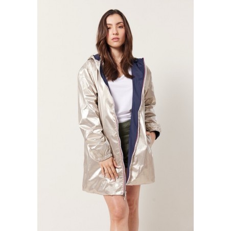 Parka légère réversible femme marine/or - Matière noble