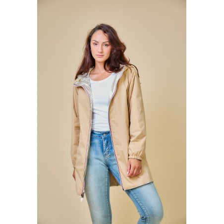 Parka imperméable réversible femme beige /or - Matière noble