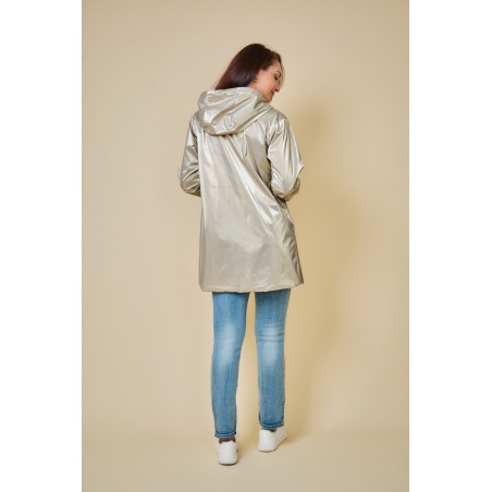 Parka imperméable réversible femme beige /or - Matière noble