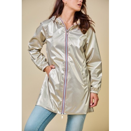 Parka imperméable réversible femme beige /or - Matière noble