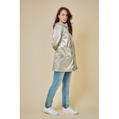 Parka imperméable réversible femme beige /or - Matière noble