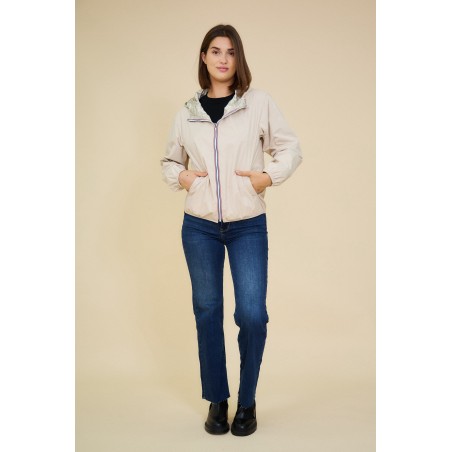 Parka courte réversible imperméable beige /or - Matière noble