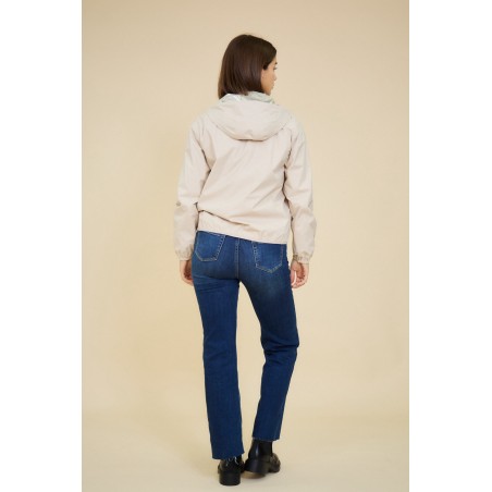 Parka courte réversible imperméable beige /or - Matière noble