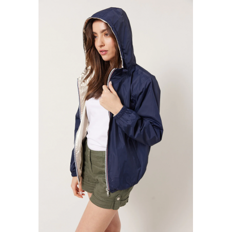 Parka courte réversible imperméable marine/or - Matière noble