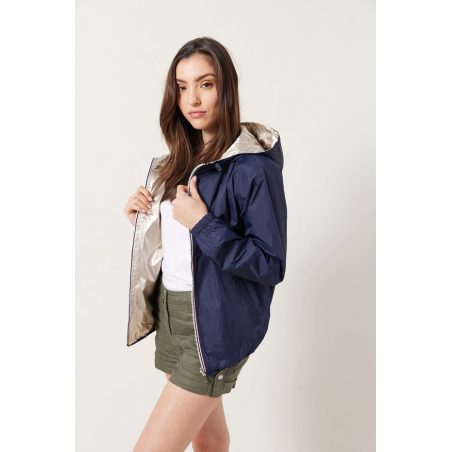 Parka courte réversible imperméable marine/or - Matière noble