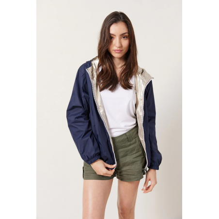 Parka courte réversible imperméable marine/or - Matière noble
