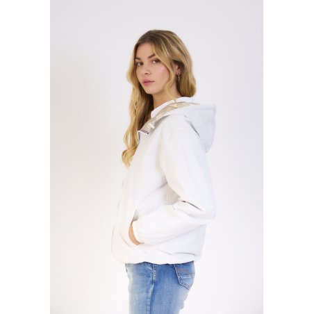 Parka courte réversible femme blanc/or - Matière noble