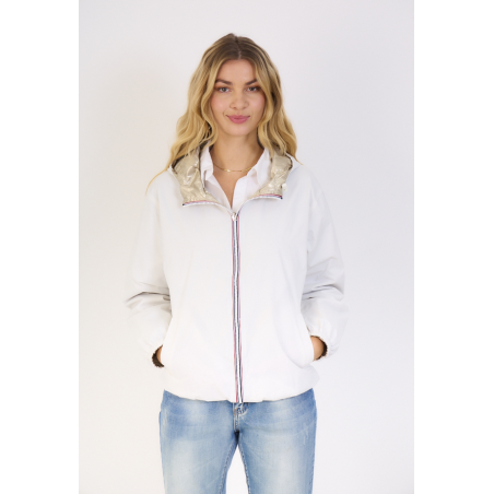 Parka courte réversible femme blanc/or - Matière noble