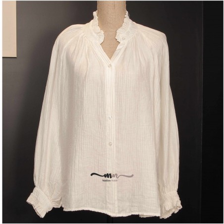 Chemise gaufrée femme, écru - Matière noble