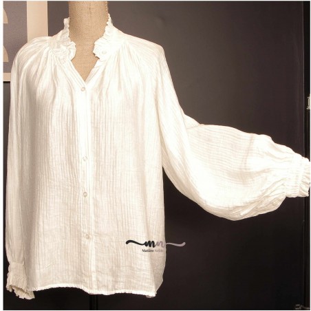 Chemise gaufrée femme, écru - Matière noble