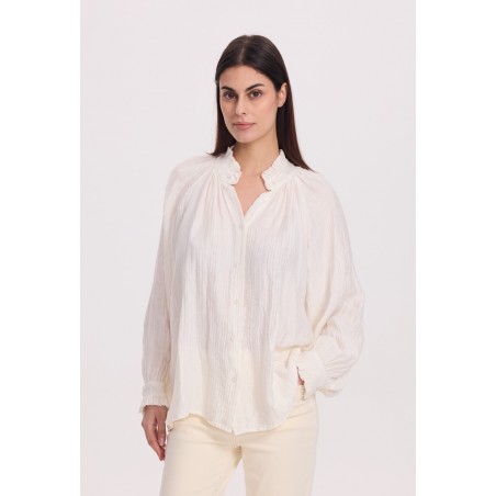 Chemise gaufrée femme, écru - Matière noble