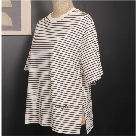 Tee-shirt marinière femme écru / marine - Matière noble