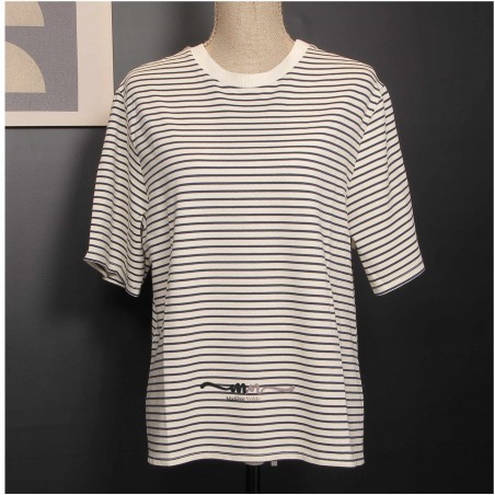 Tee-shirt marinière femme écru / marine - Matière noble