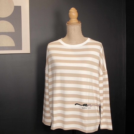 Tee-shirt marinière femme écru / beige - Matière noble