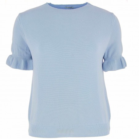 Pull très doux manche courtes bleu pastel - Matière noble