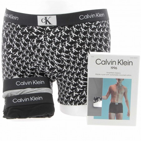 BOXERS Calvin Klein PACK de 3  noir, gris et imprimé - Matiere-noble 34.90€