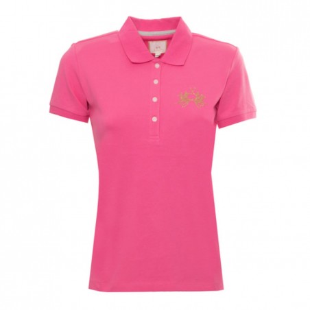 Polo femme LA MARTINA, uni Fuchsia - Matière noble