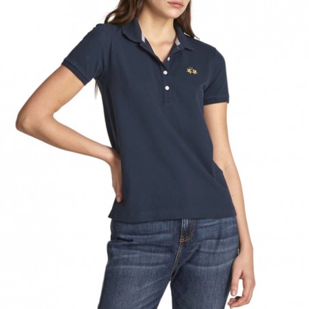 Polo femme LA MARTINA, uni marine - Matière noble