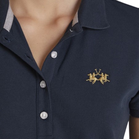 Polo femme LA MARTINA, uni marine - Matière noble
