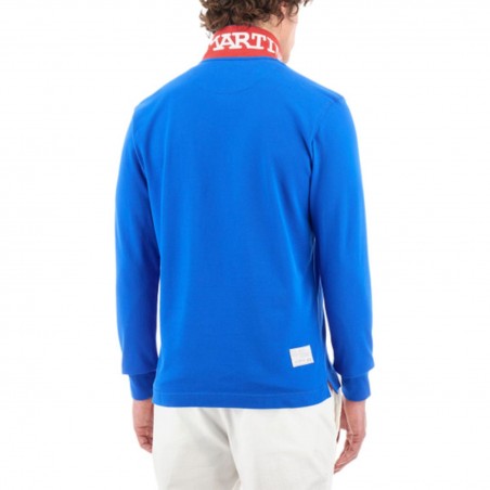 Polo homme LA MARTINA manches longues bleu - Matière noble