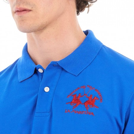 Polo homme LA MARTINA manches longues bleu - Matière noble