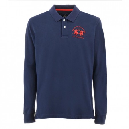 Polo homme LA MARTINA manches longues marine - Matière noble