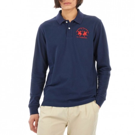 Polo homme LA MARTINA manches longues marine - Matière noble