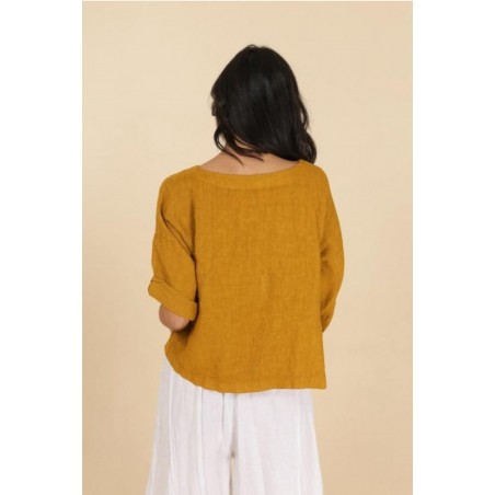 Joli Haut 100 % Lin naturel Vegan vert prairie- Matière noble
