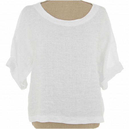 Joli Haut 100 % Lin naturel Vegan blanc - Matière noble