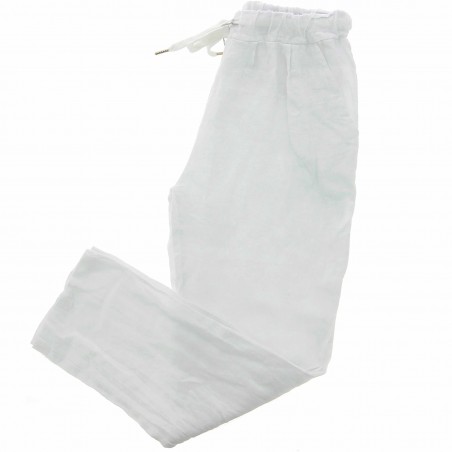 Pantalon 100% lin Végan femme blanc - Matière noble