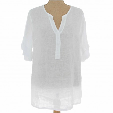 Tunique100% Lin naturel Vegan,  blanche  - Matière noble