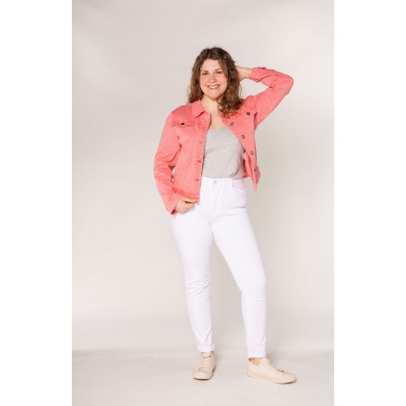 Veste toile cintrée corail, Nina Carter jusqu'au 48 - Matière noble
