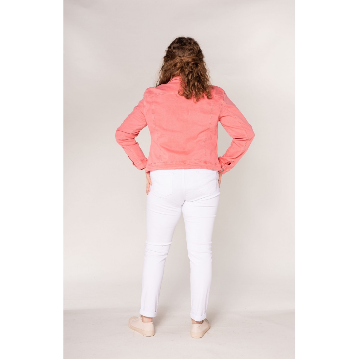 Veste toile cintrée corail, Nina Carter jusqu'au 48 - Matière noble