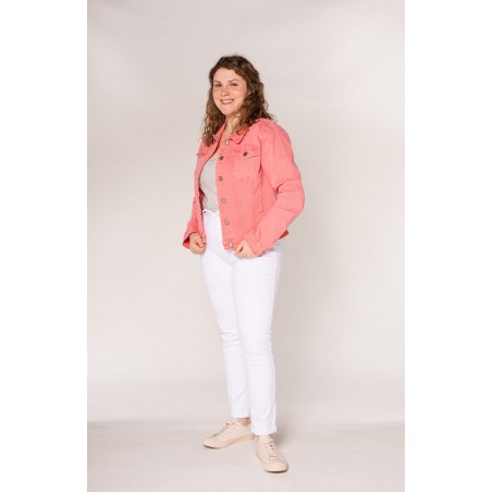 Veste toile cintrée corail, Nina Carter jusqu'au 48 - Matière noble