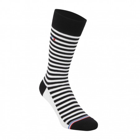 Chaussettes de fabrication française rayéees blanc/noir - Matière noble