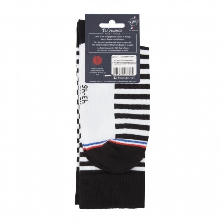 Chaussettes de fabrication française rayéees blanc/noir - Matière noble