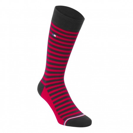 Chaussettes de fabrication française rayéees marine/rouge  - Matière noble