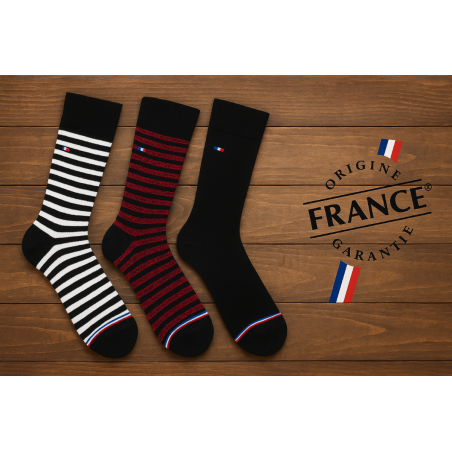 Chaussettes de fabrication française, coloris marine - Matière noble