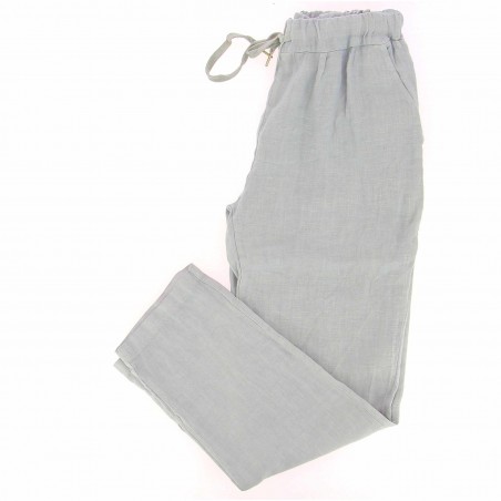Pantalon 100% lin Végan femme gris perle - Matière noble