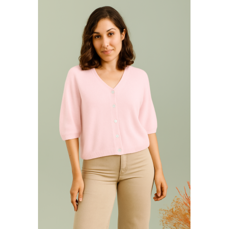 Gilet manches courtes 30% alpaga, laine, divers coloris - Matière noble