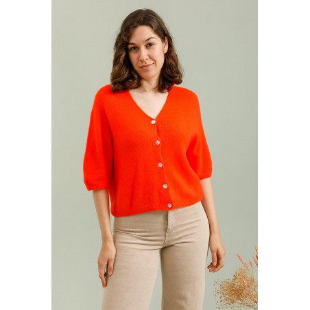Gilet manches courtes 30% alpaga, laine, divers coloris - Matière noble