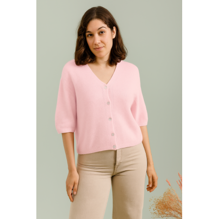 Gilet manches courtes 30% alpaga, laine, divers coloris - Matière noble
