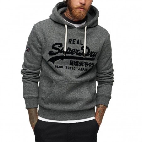 Sweat capuche SUPERDRY anthracite - Matière noble
