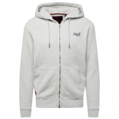 Sweat zippé à capuche SUPERDRY gris clair - Matière noble