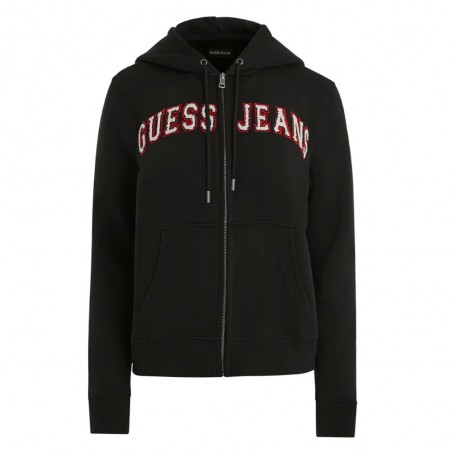 Sweat zippé femme GUESS Jeans, coloris noir - Matière noble