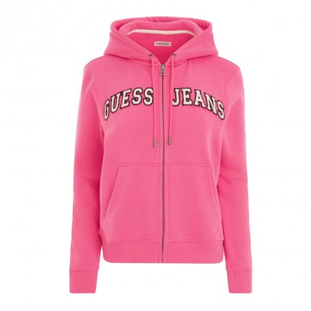Sweat zippé femme GUESS Jeans, coloris rose- Matière noble