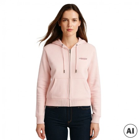 Sweat zippé femme GUESS Jeans, coloris rose- Matière noble