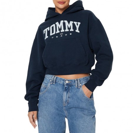 Sweat femme capuche TOMMY JEANS Varsity - Matière noble
