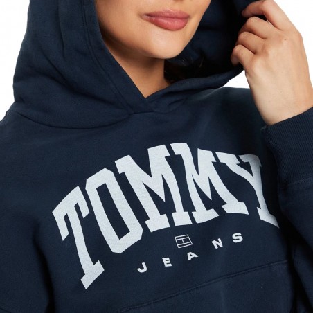 Sweat femme capuche TOMMY JEANS Varsity - Matière noble