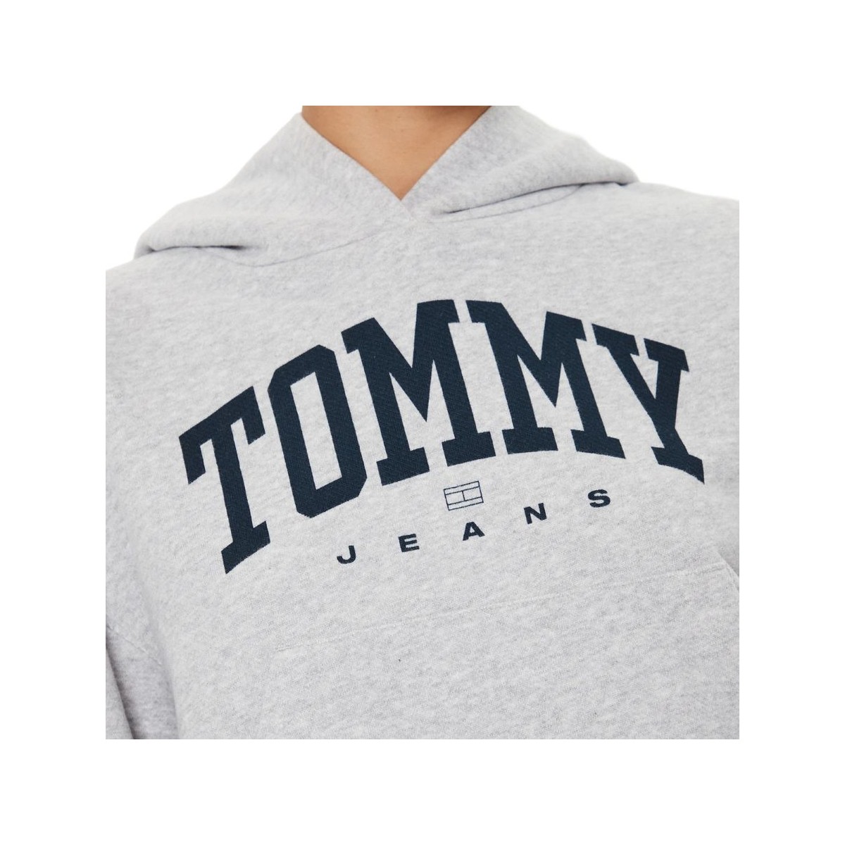 Sweat femme capuche TOMMY JEANS Varsity gris - Matière noble